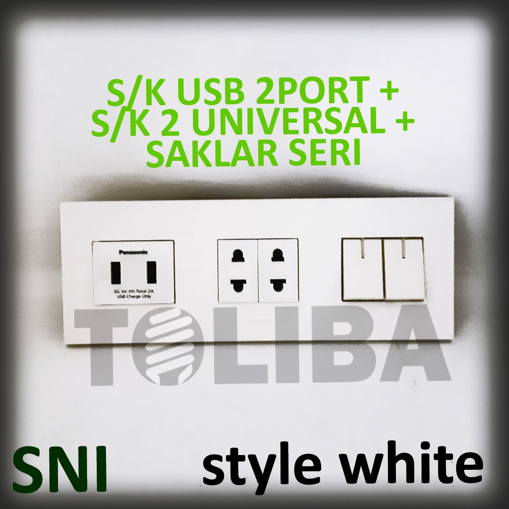 stop kontak usb charger hp 2 port s/k universal + saklar seri minimalis stop kontak panasonic sni