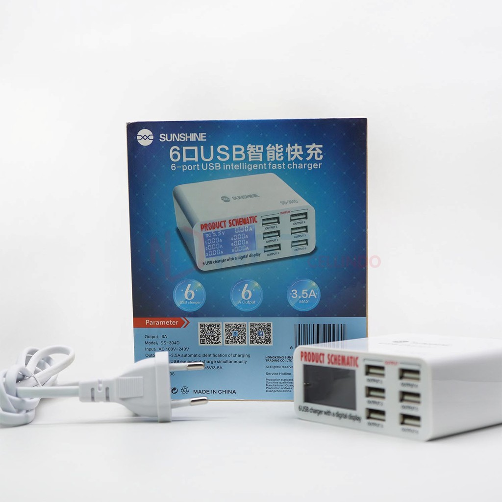ADAPTER CHARGER SUNSHINE SS-304D / ADAPTOR CHARGER SS-304D 6 PORT