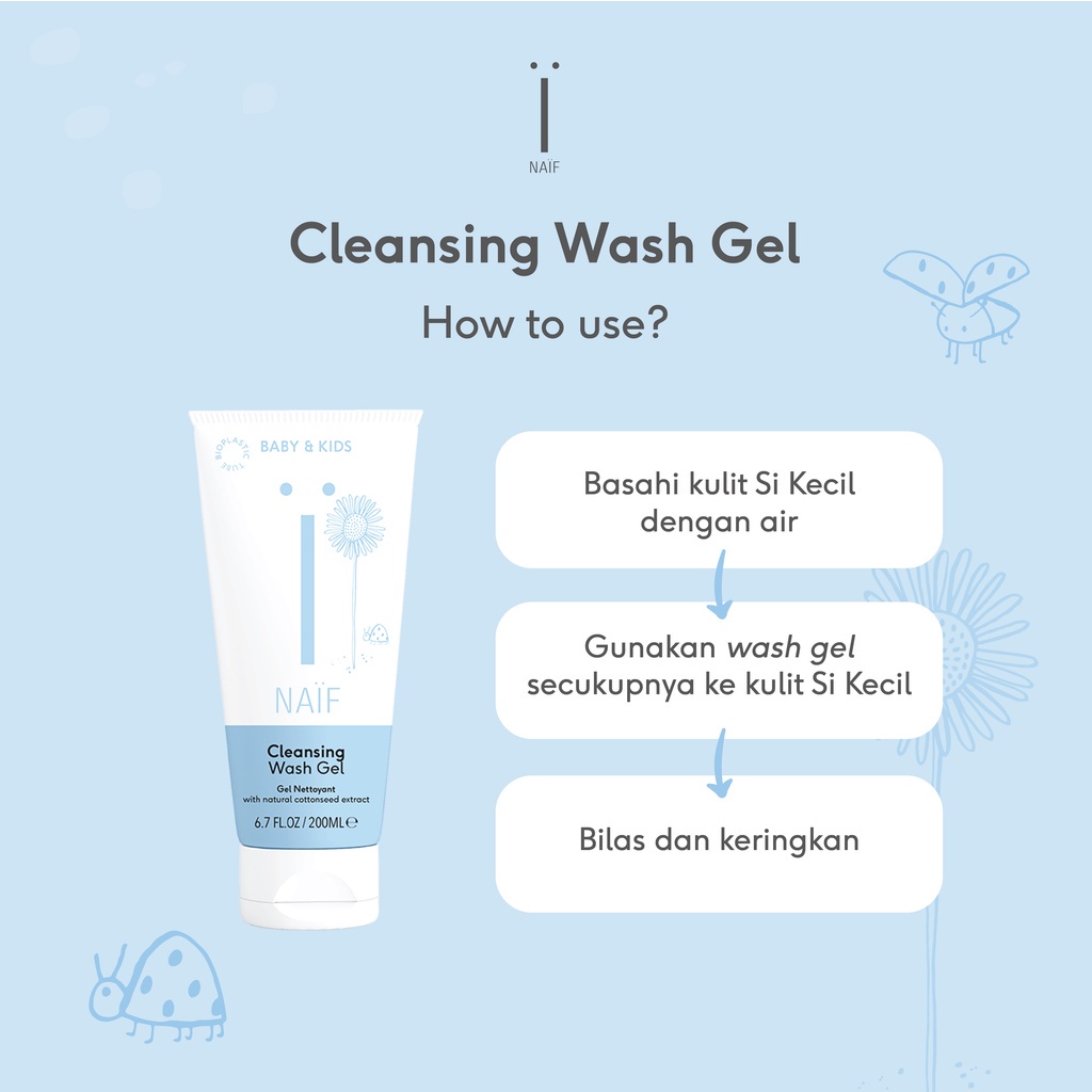 Naif Cleansing Wash Gel With Natural Cottonseed Extract / Sabun Mandi Bayi - 200ml