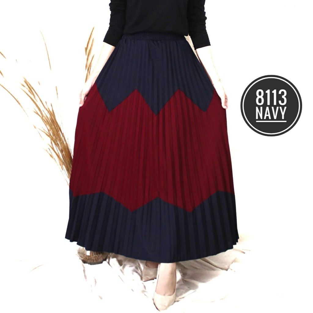 ROK PLISKET PAYUNG KOMBINASI 8113 PLEATS SKIRT WANITA KOMBINASI WARNA TERMURAH