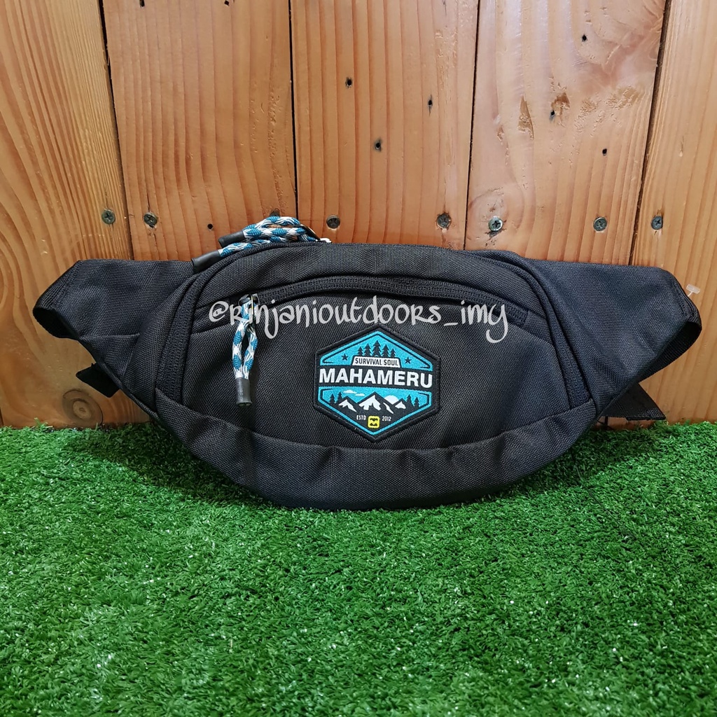 WAIST BAG 012-B BLACK MAHAMERU SURVIVAL SOUL ORIGINAL TAS PINGGANG MAHAMERU HITAM TAS SELEMPANG PRIA