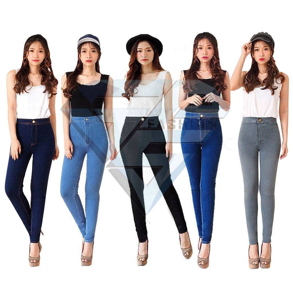  Celana  Jeans HW Highwaist Pensil Skinny Wanita Shopee 