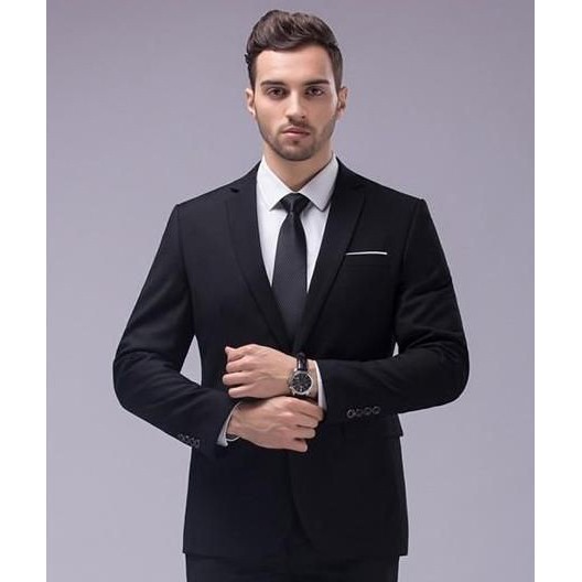 BLAZER PRIA ORIGINAL SUPER BLACK BODY FIT FORMAL SUIT TOPMAN PREMIUM