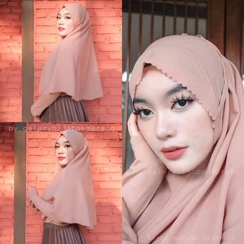Bergo Maryam Laser Cut Jilbab Instan Tali Laser Diamond