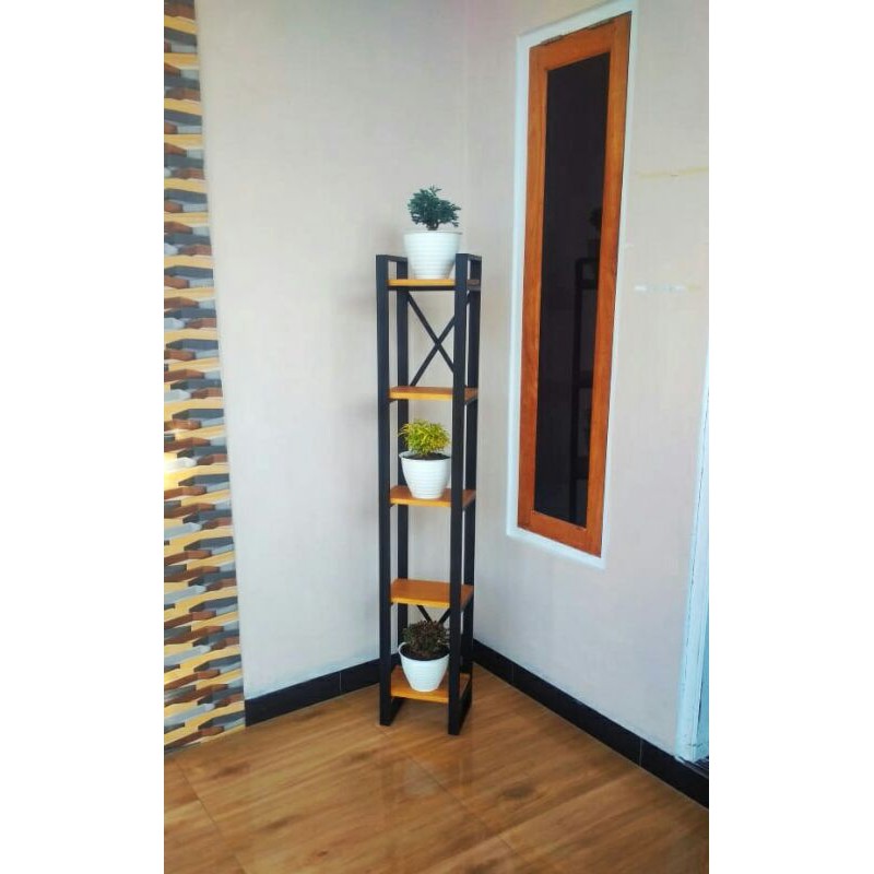 Rak Pot Besi - Rak Bunga Besi - Rak Unik Dekorasi - Rak Buku 5 susun