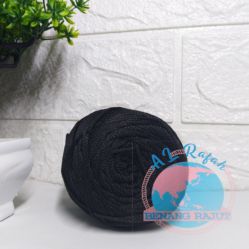 BENANG RAJUT POLY KILAP HITAM PREMIUM