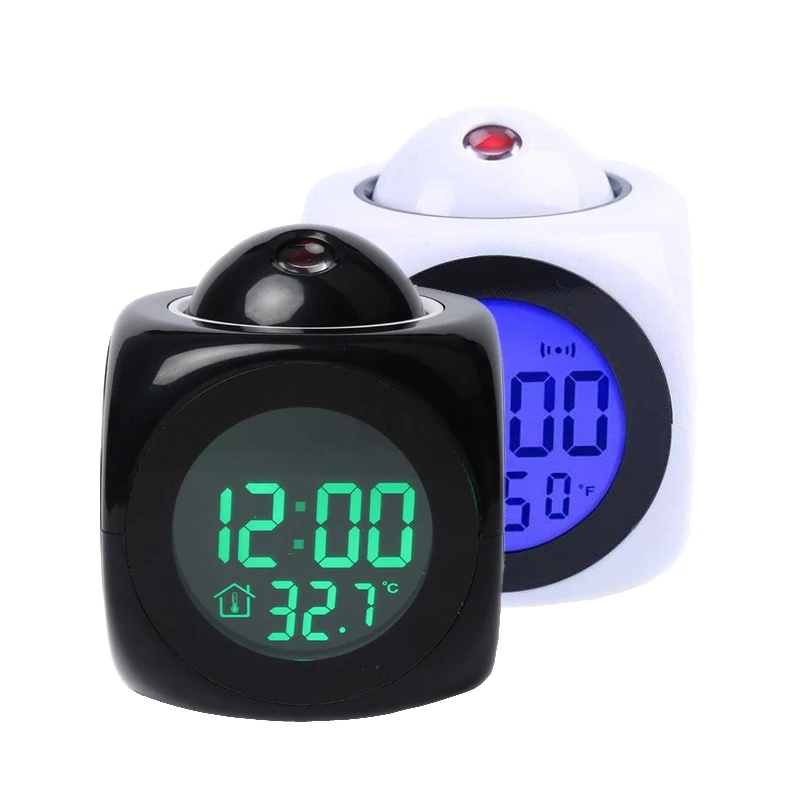 [LED Projector Temperature Digital Alarm Clock] [Creative Digital Projector Office Home Desk Alarm Clock] [USB Charger Square Desktop Table Clock]