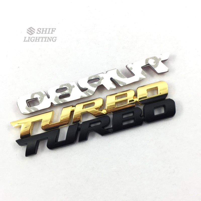 1Pc Stiker Emblem / Badge Motif Logo Turbo Bahan Metal untuk Mobil