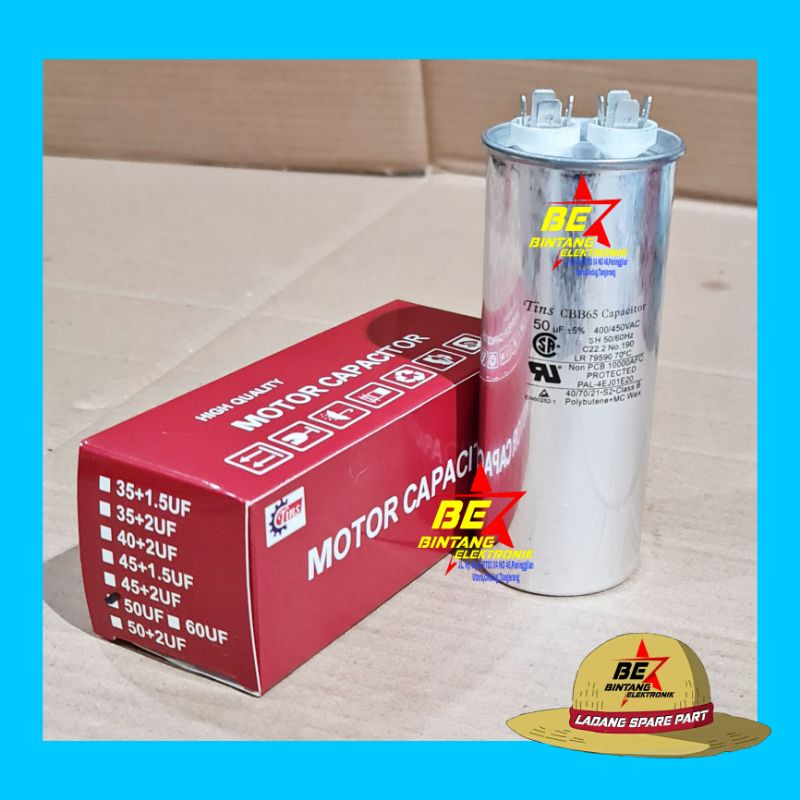 TINS KAPASITOR AC 50 MIKRO CAPASITOR AC 50UF CAPASITOR AC 50 UF 400 /450 VAC