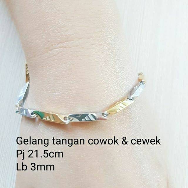 Gelang tangan padi kombinasi titanium cewek cowok GP01