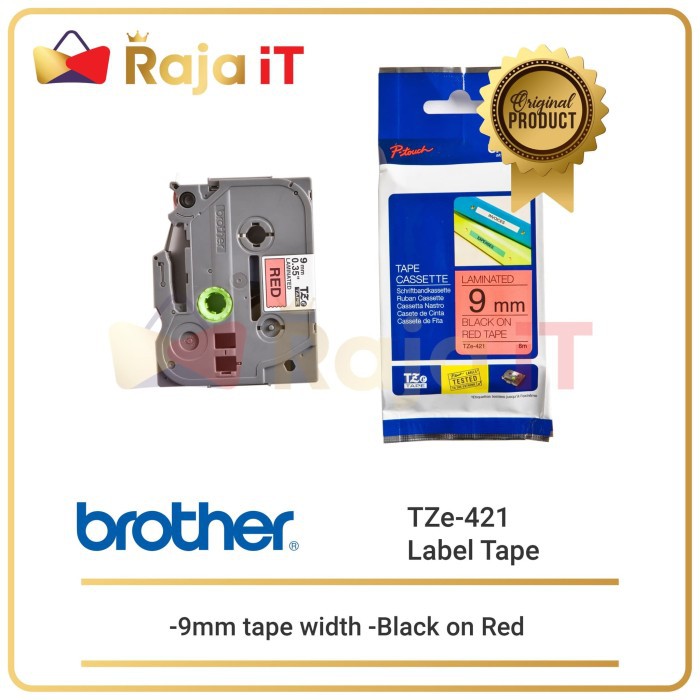 

BROTHER Label Tape TZE 421 9mm Black On Red