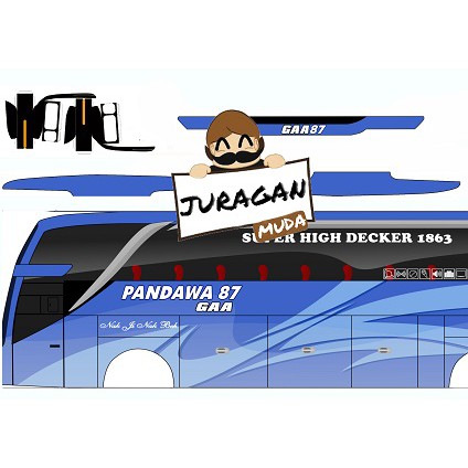 DIY Miniatur Bus Pandawa 87 Biru Papercraft Lembaran Skala 20