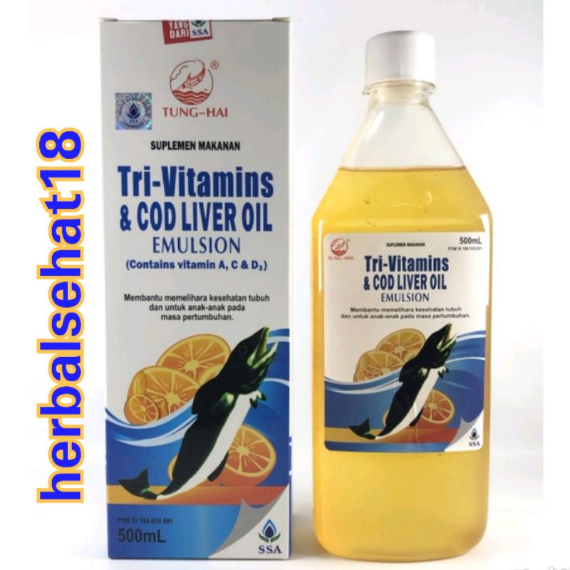 MINYAK IKAN TUNG HAI - TRI VITAMINS - COD LIVER OIL EMULSION