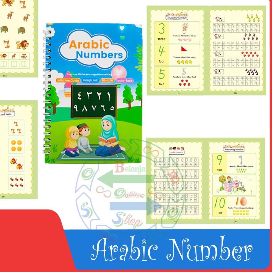 Berkualitas Buku Magic 3D Hijaiyah Dan Arabic Number / Sank Magic Book / Tulisan Hilang Sendiri