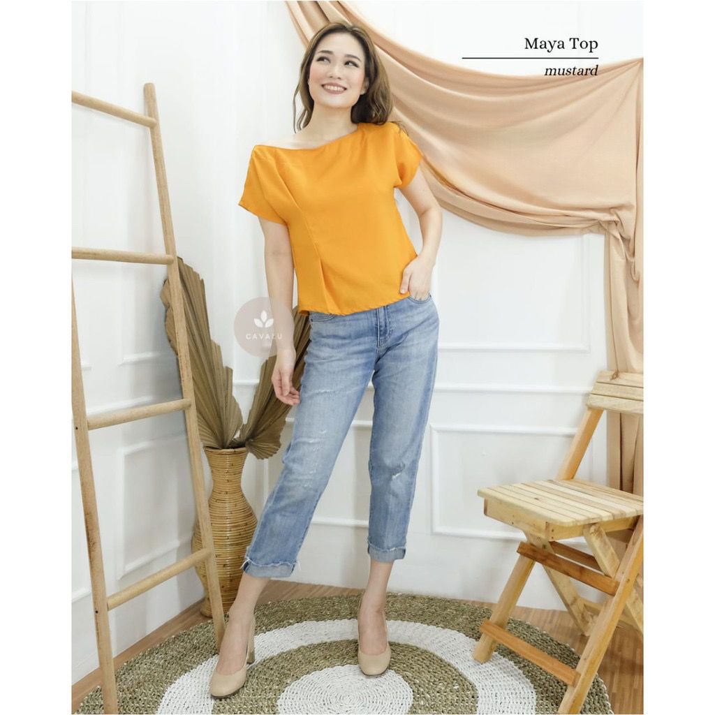 Baju Atasan Wanita Top Moscrepe Halus  Blouse Wanita Simple Casual Moscrepe CAVALU 070 MAYA