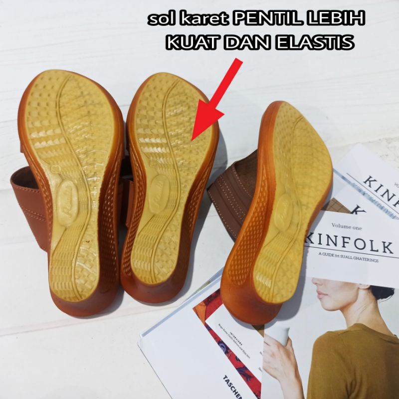 SANDAL WEDGES SANDAL KULIT SINTETIS WANITA HELLS 5CM(37-40)