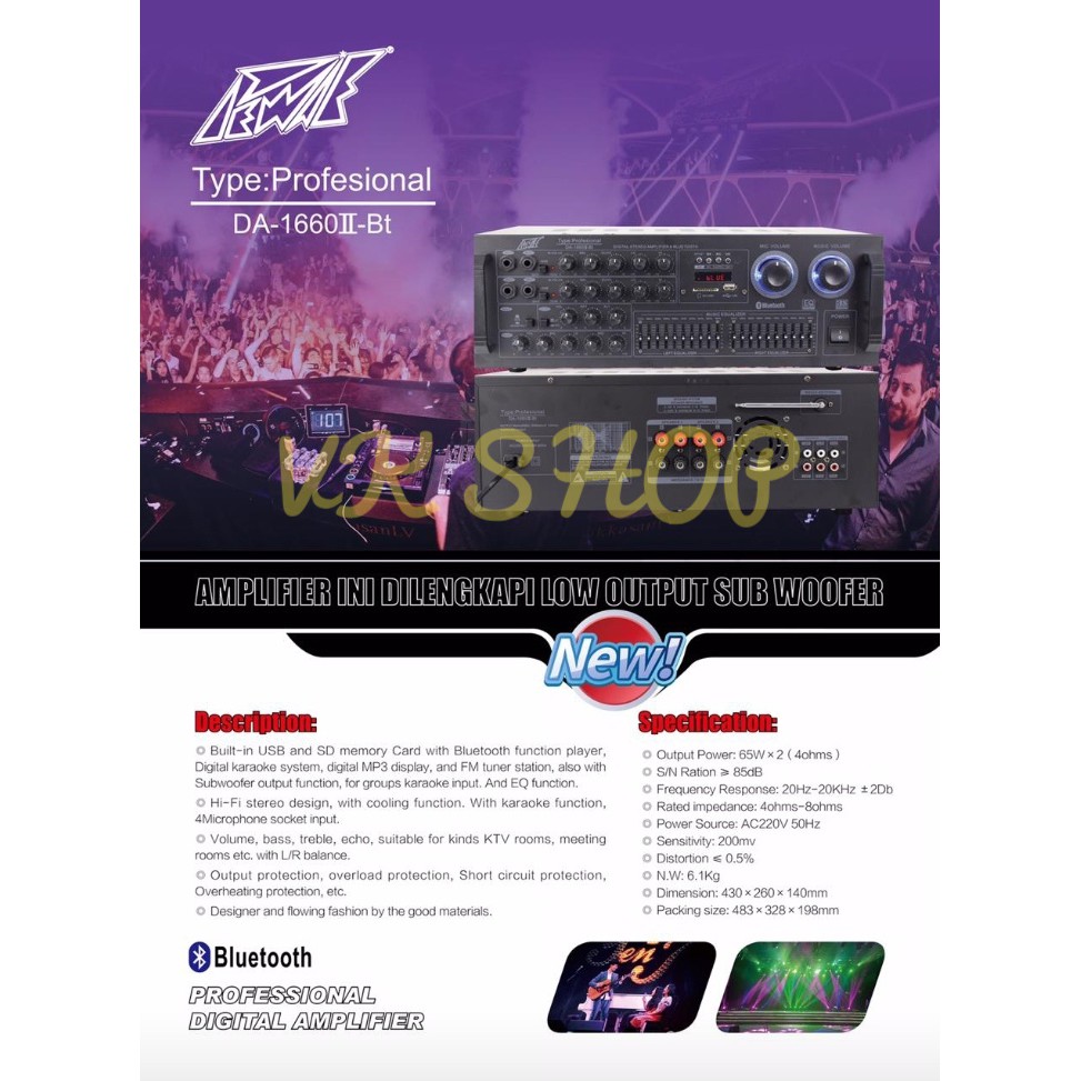 AMPLI KARAOKE PEWIE DA 1660II BT / DA 1660 II BT PROFESIONAL DIGITAL