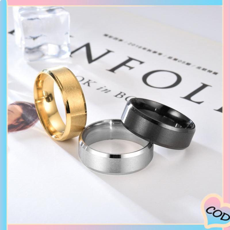 COD❤️ Cincin Jari Bahan Titanium Warna Hitam Emas Silver Untuk Pria-A.one
