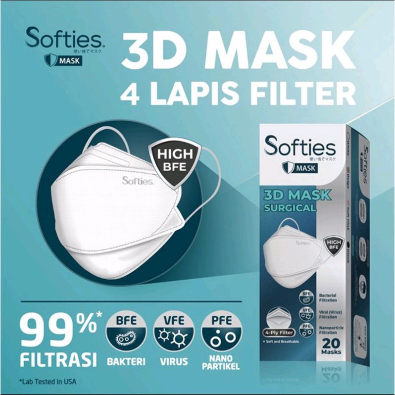 Softies Surgical mask 3D 4-ply (isi 20)