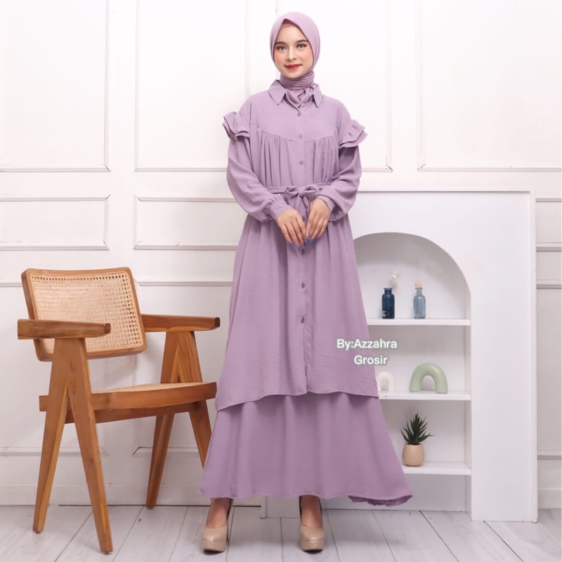 Adiba Set Ld120 - Set Rok Crinkle Air Flow Jumbo Bigsize Oversize Busui / 352-6858