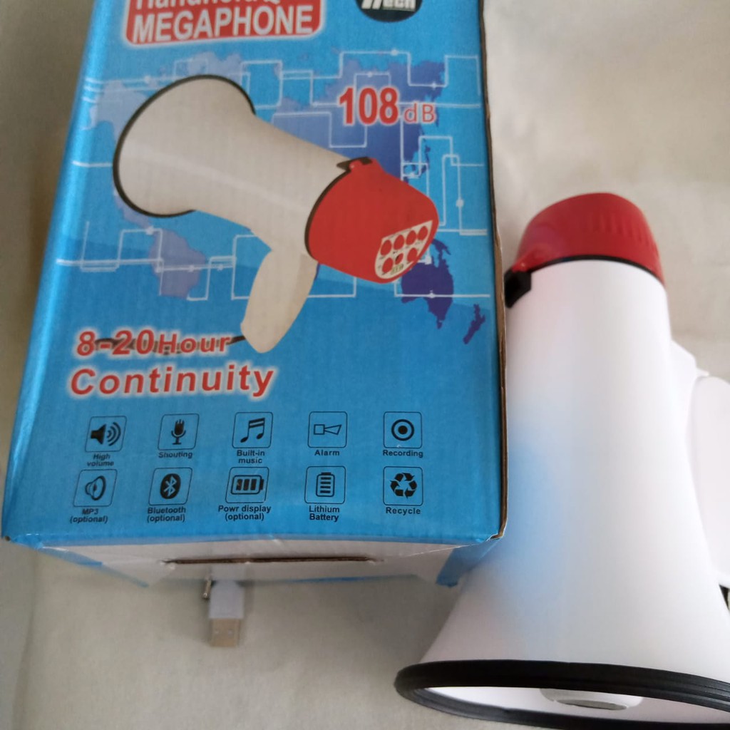 Megaphone TOA 1Tech Pengeras Suara Sirine Rekam Suara Battery Cas Charge Bat