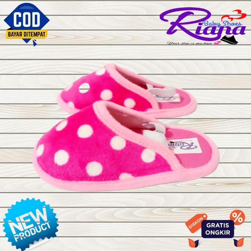 Sandal Slop bayi BAPAU polkadot polos murah terbaru usia 6-18 Bulan