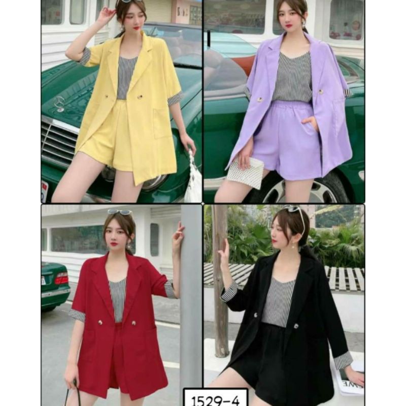 Laura Blazer Set (Set 3 pcs blazer, tanktop, celana pendek)