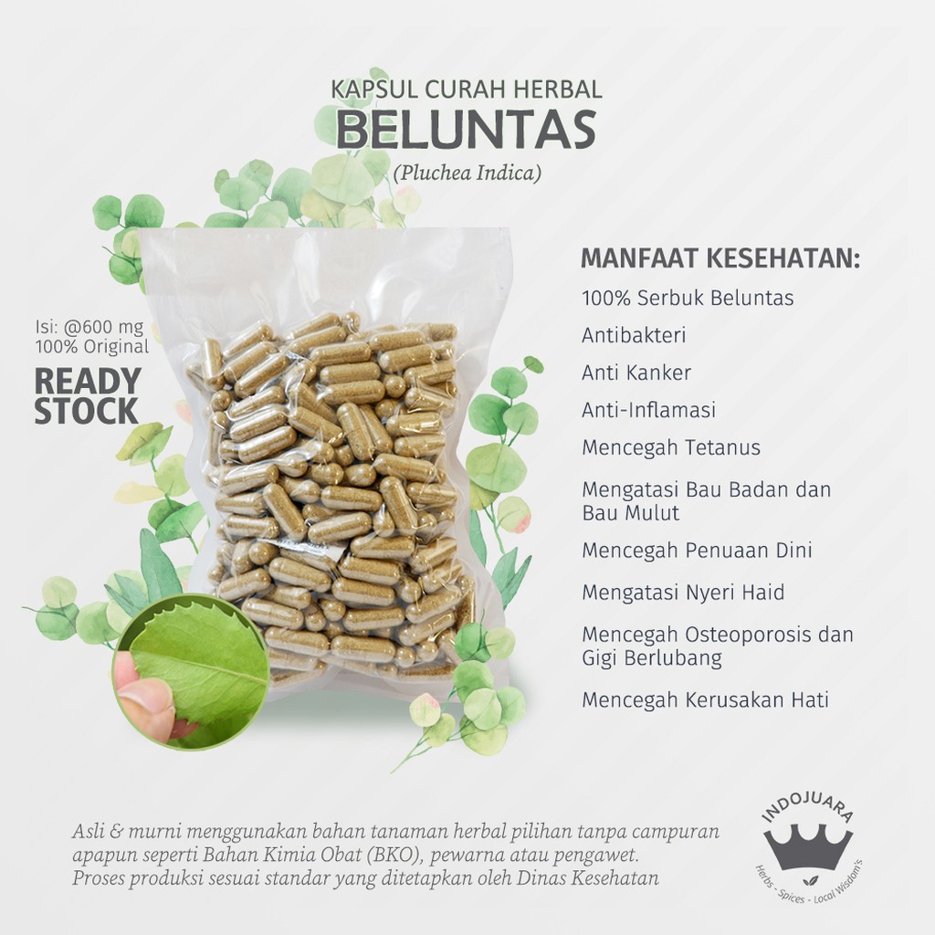 

BELUNTAS 200 x 600mg Kapsul Curah Herbal Bau Badan Mulut Anti Aging Keputihan Vitalitas Osteoporosis