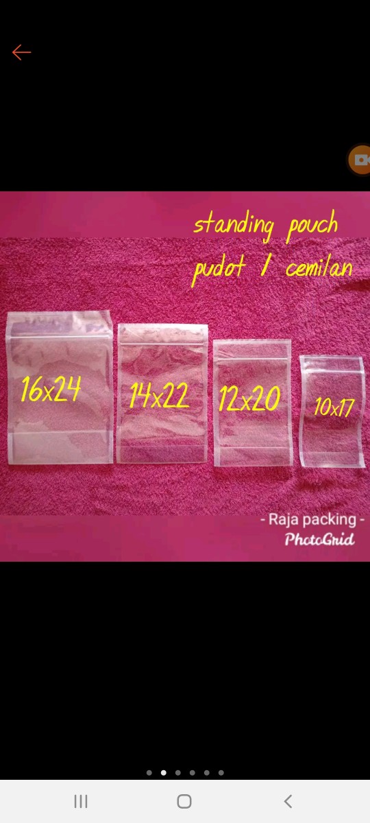 <ecer> Plastik Standing Pouch Uk 10x17 , 12x20 , 14x22 , 16x24 Plastik Pudot Snack Termurah
