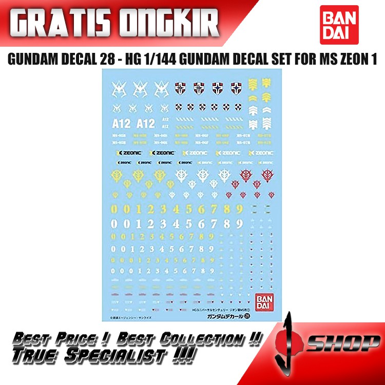 GUNDAM DECAL 28 - HG 1/144 GUNDAM DECAL SET FOR MS ZEON 1