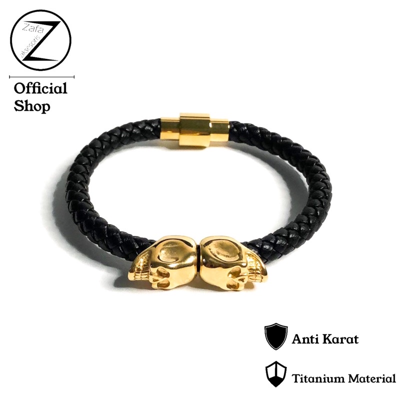 Zafa Gelang kulit pria bangle / aksesoris pria fashion / GHOST GOLD