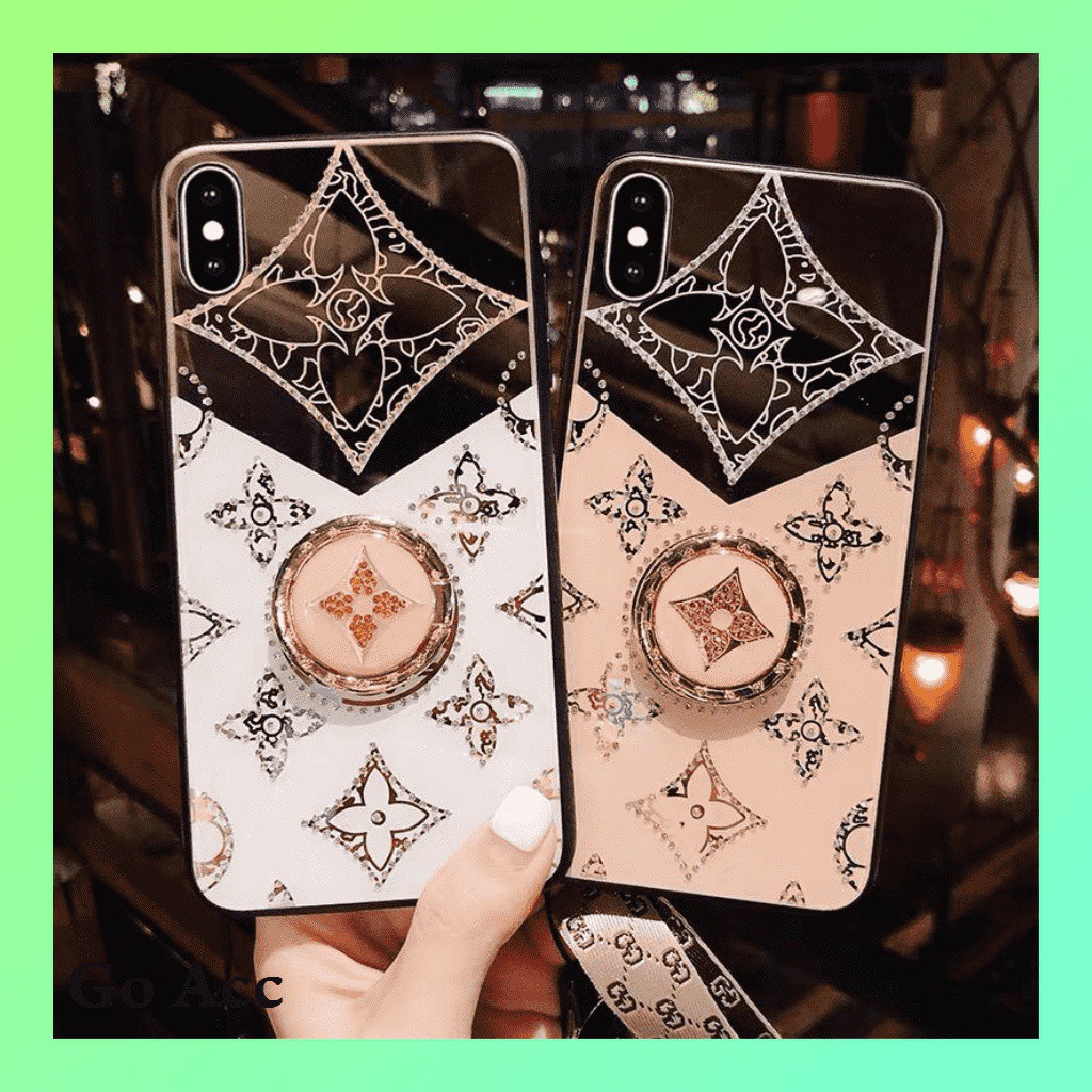 Case LV fashion bunga + Ring stand Oppo Reno 4 4 Pro 5 5 Pro A52 A72 A92 FH03