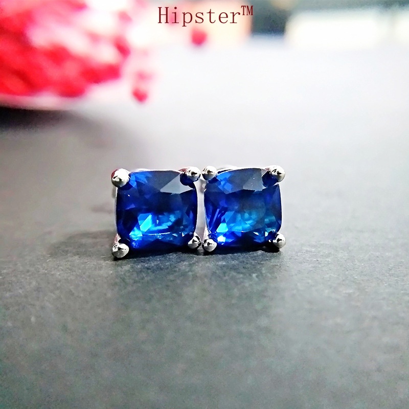 Popular Sapphire Fashion Starry Sky Blue Colorful Crystals Ear Studs