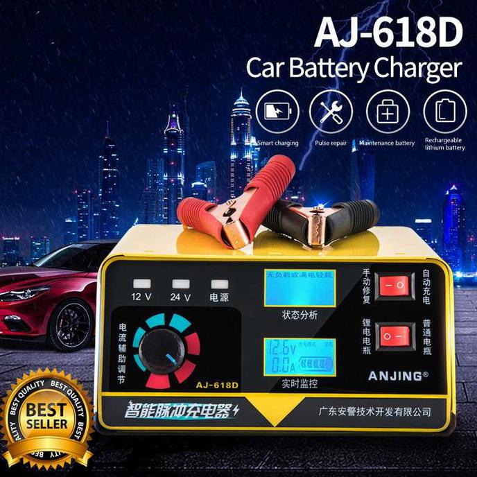 Charger Aki Charger Aki Mobil Motor Portable 240W 12V/24V 400AH + LCD - AJ-618D |Charger Aki Mobil