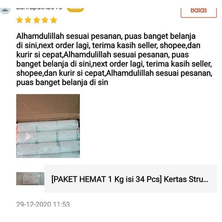 

[PRODUK 00NRC] [PAKET HEMAT 1 Kg isi 34 Roll ] KERTAS THERMAL STRUK AGEN BRI LINK UNTUK PRINTER PORTABLE 58x30 57x30 8K7