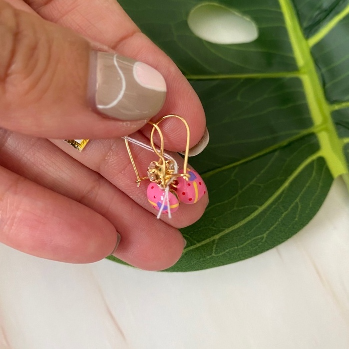 Anting Emas Anak Cute Pink Heart Love Kadar 70% 1.05 Gram