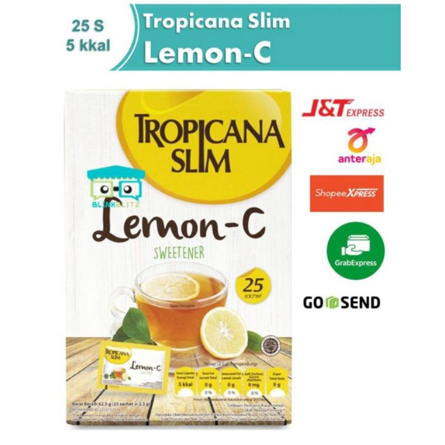 Gula Tropicana Slim Lemon C Sweetener 25 Sachet Box Diet Diabetes Keto