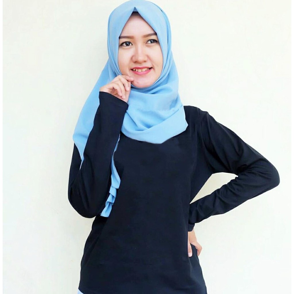 Bess - Kaos Basic Lengan Panjang Polos Hitam &amp; Putih Size L - XL - XXL