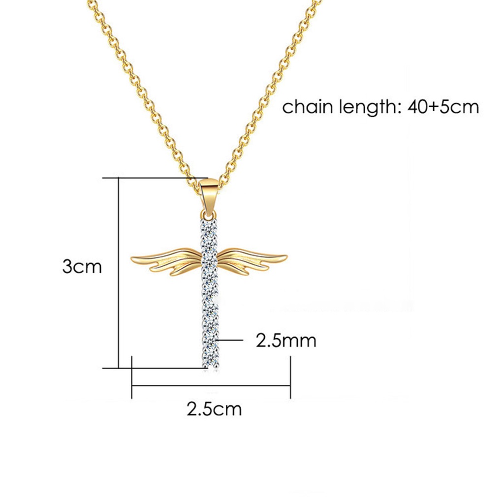 Hu Hu Hu Hu Hu Alat Bantu Pasang Kacamata♡ Kalung Rantai Dengan Liontin Sayap Malaikat Bahan Cubic Zirconia Untuk Wanita