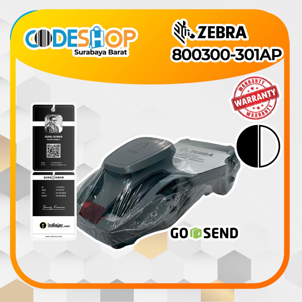 Tinta Printer Id Card Zebra 800300-301 Ribbon Resin