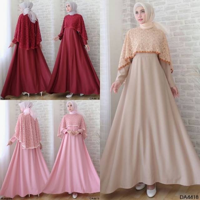 GAMIS SYARI PREMIUM-GAMIS CANTIK LUSIA CAPE FIT TO L GAMIS WANITA ORI BUSANA MUSLIM DRESS