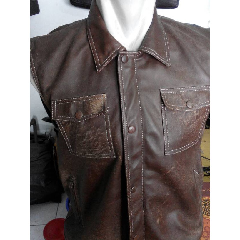 rompi kulit wos domba ,jaket rompi pria ,jaket rompi kulit asli