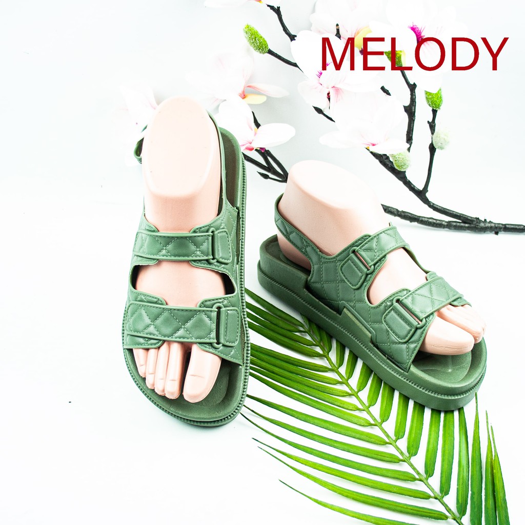 Sandal Let Wanita Motif Chanel Pengait Gesper - Tinggi 3cm Jelly / Melody 2021 M1 (36-41)