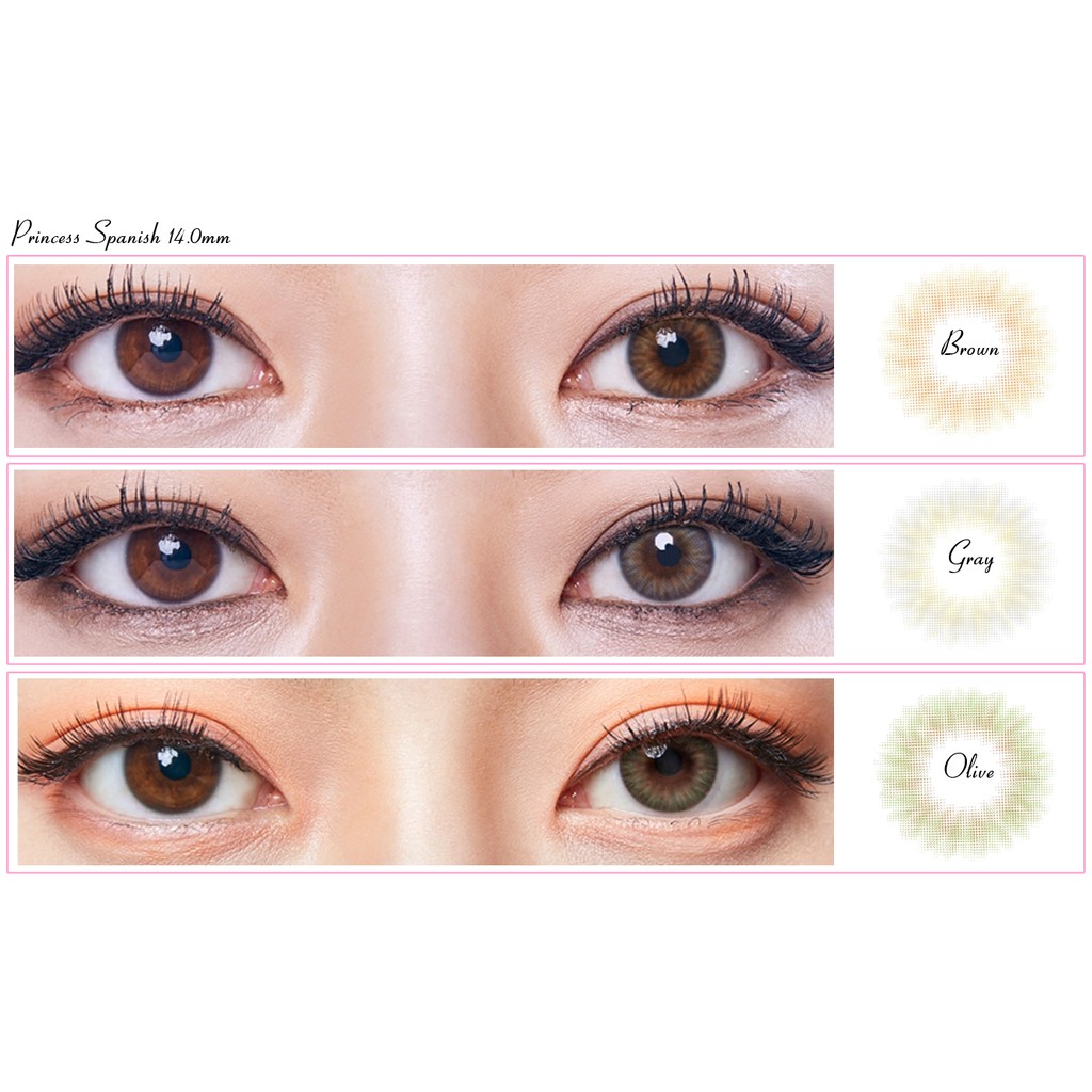 Softlens O-Lens Princess Spanish Warna Gray Grey Brown Olive Green Soft lens Warna Minus Murah Mata