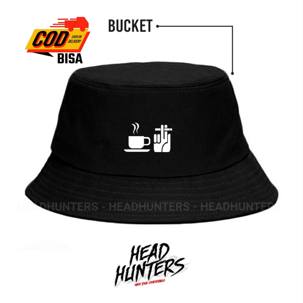 Bucket Hat Pria Wanita Kopi Rokok Topi Premium Terpopuler / Bucket / Topi  / Topi Bucket / Bucket Ha
