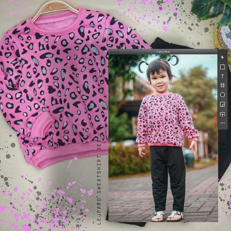 sweatshirt leopard/ baju hangat anak/setelan anak
