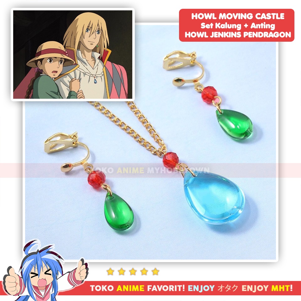 Set Anting Kalung Howl's Moving Castle Howl Jenkins Pendragon Cosplay