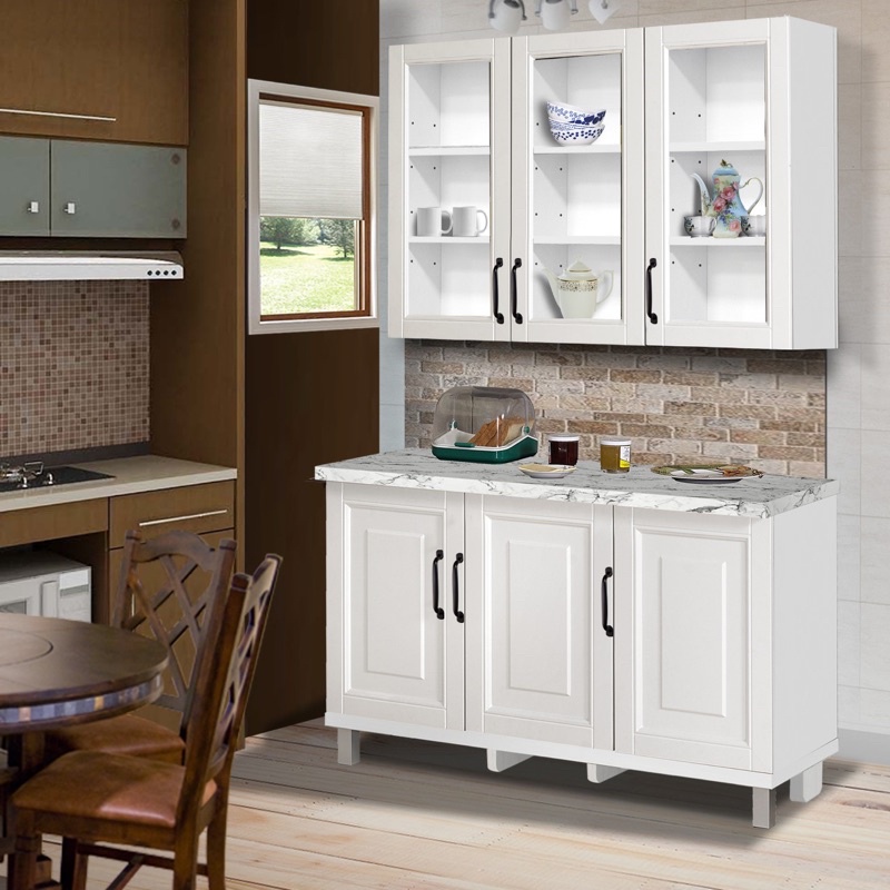 Kitchen Set 3 pintu atas dan bawah warna putih  (belum termasuk ongkir & rakit)