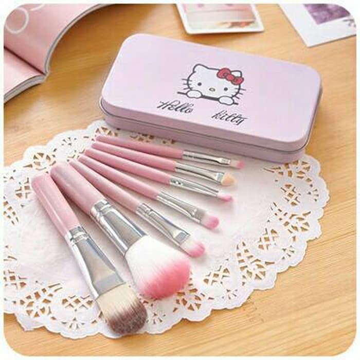 KUAS MAKE UP HELLO KITTY SET 7PCS / BRUSH KITTY KALENG