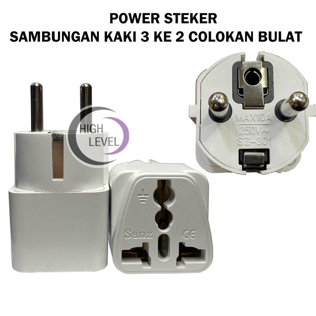 POWER STEKER LISTRIK KAKI 3 KE 2 COLOKAN BULAT STANDARD